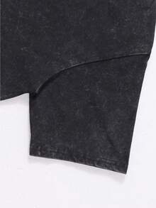 Men's Pattern Washed T-Shirt - Double Sided Printing, 100% Cotton, Short Sleeved, Summer Casual T-Shirt, Black With White Star Design, Loose Fit, Machine Washable, Daily T-Shirt | Loose Fit Shirt | 100% Cotton T-Shirt, Cotton T-Shirt - 黑色 - 查看 3