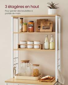 VASAGLE Baker's Racks - Beige Chêne, White Classique - View 3