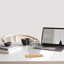 1 Stück Acryl-Wertschätzungsplakette für Chef, Lehrer - Motivierendes Dankeschön-Geschenk, Büro-Schreibtisch Dekoration mit Holzständer