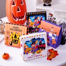 5 kolorowych pudełek na prezenty na Halloween z upiornymi nadrukami, idealne na paczki z upominkami na imprezę, do rozdawania słodyczy, jako akcenty dekoracyjne do domu, na imprezy halloweenowe i jako świąteczny upominek