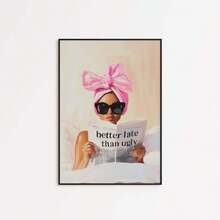 1幅“迟到总比丑陋好”主题墙画，报纸印刷帆布画，字体海报，复古风格装饰画，适用于卧室、客厅或浴室，公寓宿舍装饰，送给她的礼物，可选无框或有框。 - 彩色 - 查看 4