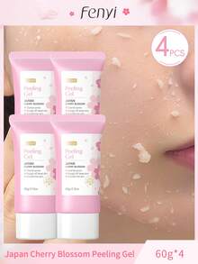 FENYI 4pcs Finei Japanese Cherry Blossom Exfoliating Gel, 60g Pore Minimizing Scrub Cream, Gentle Exfoliating Scrub, Non-Irritating, Moisturizing Brightening Facial Cleanser, Suitable For All Skin Types, SPA Self-Care, Gift For Girlfriend, Facial Care - 4pcs - View 2