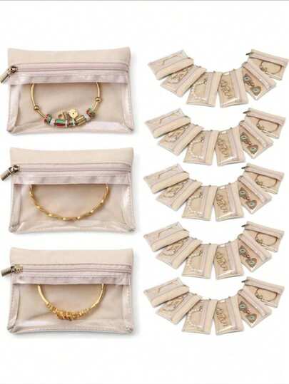 6Pcs Chic Velvet-Lined Travel Jewelry Organizer, Clear Zippered Pouch For Women And Girls, Perfect Gift For Weddings, Anniversaries, Valentine's Day, Keeps Jewelry Secure, Ideal For Holiday Travel, Autumn Fashion, High Conversion SEO Keywords, Compact Design, Must-Have Accessory For Jewelry Lovers, Gift Idea For Birthdays, Modern Minimalist Style.,Travel Essential