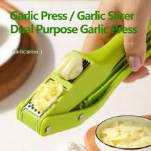 2-In-1 Kitchen Garlic Press, Garlic Slicer, Garlic Mincer, Manual Garlic Press, Garlic Crusher, Multi-Function Garlic Press & Slicer, Manual Garlic Masher, Suitable For Making Garlic Paste, Garlic Slices, Ginger Slices, Ginger Paste