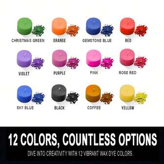 6/12 件鲜艳色彩优质蜡烛染料套装 - 每包 1 克/0.035 盎司，非常适合 DIY 蜡烛制作和圣诞工艺品，蜡烛制作用品