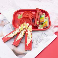 Conjunto de Bandeja de Enrolar Cigarros de Metal 7"X5.5", Inclui 3 Pacotes de Papel de Enrolar Ultra-Fino de 110mm (Queima Uniformemente), Enrolador de Cigarros, 2 Livretos de Boquilha e Moedor de Plástico - Um Presente Ideal para Fumantes