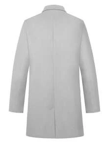 RANTAR Mens Trench Coat Slim Fit Notched Collar Fall Winter Single Breasted Pea Coat Warm Soft Overcoat - 淺灰色 - 查看 6