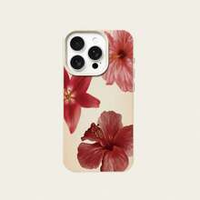 1个TPU材质优雅粉色百合花和芙蓉花图案手机壳，兼容/智能手机 - 白色 - 查看 5