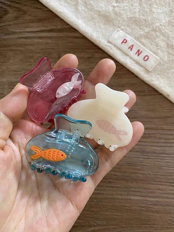 1pc Creative Transparent Fishbowl Shape Hair Clip, Cute Animal Fish And Hair Claw Hair Accessory, Suitable For Daily Wear, Holiday, Girls Gift Hair Clips Hair Jaw Clip Hair Clamps Hair Clutch Hair Catcher Clip, Claw Clip Fall Winter Hair Accessories For Women For Vacation Outfits Woman