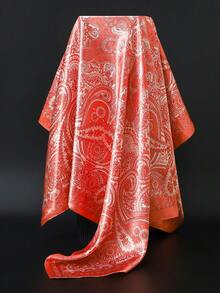 1条时尚方形真丝围巾，新款设计，90*90厘米，奢华围巾，花卉印花头巾披肩颈巾，女士适用，35.4英寸，适合连衣裙搭配。 - A - 查看 31