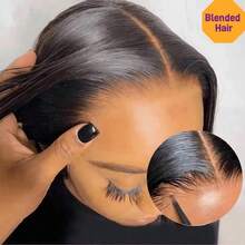 13x4 13x6 耳对耳高清蕾丝前直发假发 200% 密度 戴上即走 4*4 5x5 无胶预切透明蕾丝前闭合假发 预拔预漂白结 8-16 英寸鲍勃假发 耐高温纤维合成混合人发混合假发 预切蕾丝适用于 4x4 5x5 柔软丝滑质地透气帽自然黑色（8-36 英寸） - 自然色&黑色系 - 查看 12