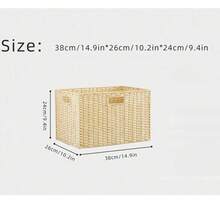 Cestas de mimbre para organizar, paquete de cestas de almacenamiento anidadas para estantes, cestas de almacenamiento de mimbre para estantes de baño, cesta de almacenamiento tejida a mano, caja de almacenamiento de unicolor, organizador para escritorio, soporte de TV, armario del dormitorio, cesta de almacenamiento de ratán tejido, caja de almacenamiento con asa - Caja organizadora de artículos varios, organizador de armario de paja - Multicolor - Ver 22