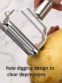 Multi-Functional Stainless Steel Fruit & Vegetable Peeler, Includes Grater, Potato Peeler, Slicer, Julienne Cutter, Dicer, Peeler, An Essential Kitchen Tool For Home, Restaurant, School, Party - Silver - View 9