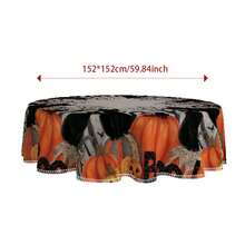 1/36 buc Față de masă dreptunghiulară și rotundă cu model de dovleac de desene animate în stil gotic de Halloween, pisică neagră, copac gol, potrivită pentru petreceri de sărbători, reuniuni de familie, decor festiv, bucătărie, sufragerie, sufragerie, banchet de hotel