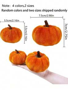 1/4/8/16 pièces Décorations de citrouille en velours faux, mousse artificielle aléatoire, décorations de citrouille convenant pour la maison d'automne, les décorations de ferme, de récolte, d'action de grâce et d'Halloween. Diverses décorations de récolte de campagne imitées. Citrouille en velours, citrouille en mousse, orange rouille, blanc, convenant pour les décorations de table d'automne de mariage de ferme.