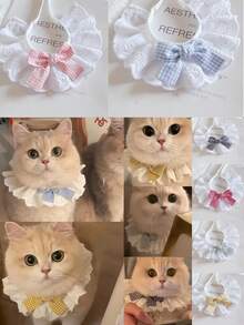 1 Pure Cotton Lace Scarf For Cats, Cat Accessories, Dog Accessories, Cat Items, Pet Bows, Cute Decorative Bibs, Cat Bow Ties, Halloween Decorative Cat Collars