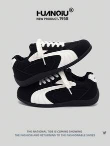 HUANQIU 2025 New Women's Shoes, Women's Shoes, Skateboarding Shoes, A Pair Of Fashionable, Casual, Breathable Office Outdoor Sports Shoes, Multifunctional, Lightweight And Comfortable, German Shoes, Racing Shoes, Casual Shoes, Running Shoes, Black Four Season Shoes