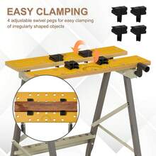 DURHAND 4-In-1 Work Bench, Folding Clamp Table W/ 4 Adjustable Clamping Pegs For DIY Home Garage, Grey - Grey - View 7