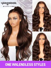 MEGALOOK Upgraded 13x6 Three-Go™ Deep Brown Water Wave Lace Front Wig - 100% Human Hair, Ear To Ear Lace, Natural Hairline, 18-26 Inches #4 Brown Wig - No Glue Needed, Beginner Friendly, Durable & Long-Lasting, Lightweight Cap - S4 - View 2