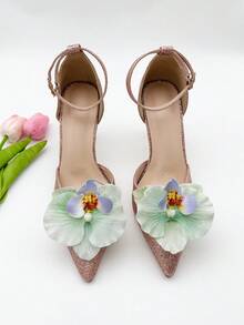2pcs Detachable Faux Ruffled Butterfly Flower Faux Leather Decorative Shoe Clips, High Quality Delicate Accessory
