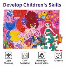 1 Box Children's Educational Jigsaw Puzzles Gift Set, Mermaid-Dinosaur-Space Themed Puzzles, Preschool Learning Flat Puzzles, Suitable For Boys And Girls, Children's Cognitive Toys, Birthday/Christmas Gifts - 60-piece Puzzle Gift Box - View 3