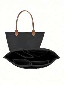 Purse Organizer Insert For Le Pliage Tote Bag Organizer Insert Multi Pocket Felt Handbag Organizer Zipper Bag Organizer Inter Bag, Multifunctional Portable Divider Pouch For Spacious Cosmetic Storage, Lightweight Travel And Casual Style Bag Accessories