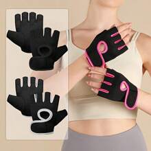 1pair Unisex Half Finger Weightlifting Fitness Gloves,Outdoor Sports Gloves For Cycling, Breathable & ShockAbsorbing,Black Gloves,Gym