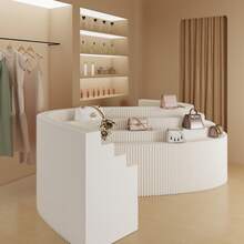 Foldable Paper Art Display Stand With Shelves, For Exhibition, Sample, Cosmetics, Bags, Shoes, Commercial Use - 白色 - 查看 1