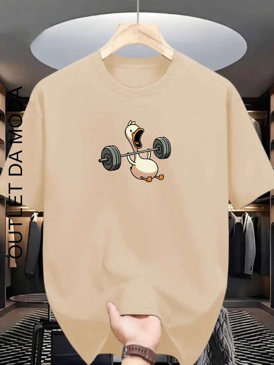 Camiseta Masculina Pato Academia Camisa homem 100% algodão estampada - Bege - Visão 1