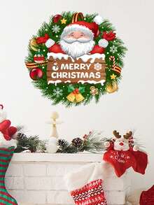 1/2/3pcs Christmas Wall Stickers, Santa Claus Garland Bells Christmas Wall Stickers Door Stickers, Home Decoration Wall Stickers, Self-Adhesive And Removable, No Electricity Required.Perfect And Christmas Gift For Couples, Parents And Friends. Christmas Decorations Christmas Decoration Christmas Decorations Home Room Decor