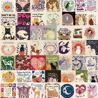 50pcs Unique And Inspirational Doodle Stickers, Suitable For Decorating Water Bottles, Helmets, Luggage, Bicycles, Skateboards, And More