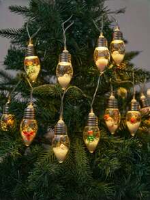 LED Christmas Light Bulb Wishing Lamp, Fairy Lights, Christmas Snow Globe String Lights, Decor Santa Claus/Snowman/Reindeer/Christmas Tree And Gift Box, Wishing Bottle Wedding Party Indoor Decoration - Battery Powered (Batteries Not Included), Suitable For Festivals, Bedroom, Yard, Wedding, Holiday, Camping, Home, Garden, Christmas, Party And Holiday Home Christmas Decor!Christmas Decoration XMAS Decor Christmas Tree Gift Decor Thanksgiving Wedding Home Decor Home Decor Fall Decor Autumn Decor Birthday Decorations For Gifts Party Supplies Indoor Outdoor Garden Holiday Festival Decor Halloween Decor Wall Decor Halloween Ornaments