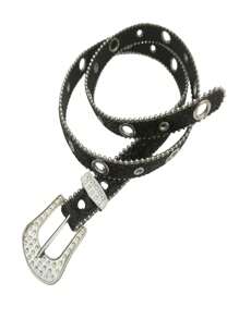 一套奢华、时尚、个性的亮片银色镶钻女士腰带，适合牛仔裤和学校腰带秋季、秋季、万圣节 - 水鑽款 - 查看 8