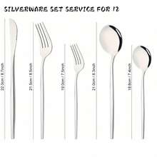 60 - Piece Minimalist Stainless Steel Cutlery Set, Including Dinner Spoons, Tea Spoons, Dinner Knives, Dinner Forks, Small Forks, Silver/Gold Multi - Specification Combination, Practical Western Tableware For Home, Restaurant And Party, Quality Choice Of Local Store - Silver - View 4