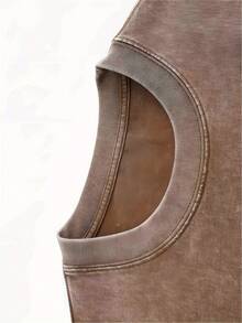 Men's  Graphic T-Shirt - 100% Cotton, Double-Sided Wax Print, Flame & Star Design, Round Neck, All-Season Casual Wear, Ideal Gift, Casual Streetwear |  Tshirt | Durable Knit, Fashionable Graphic Print T Shirt - 咖啡色 - 查看 2