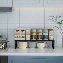 Expandable Spice Rack Kitchen Cabinet Shelf Organizer, Stackable Storage Shelves Racks, Adjustable Counter Shelving For Cabinets, Countertop, Cupboard, Pantry And More3Packs/Black/Large - Black + 2 PACKS/BLACK/LARGE - View 2