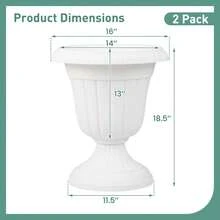 Lifezeal 18 Inch Tall Vintage Planters With Pedestal Base & Pre-Marked Drain Hole - trắng - Xem 2