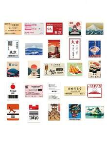 50 Stücke japanische Reisekultur Aufkleber für Laptop, Gepäck, Helm, Sammelalbum, Dekoration, DIY Graffiti Aufkleber