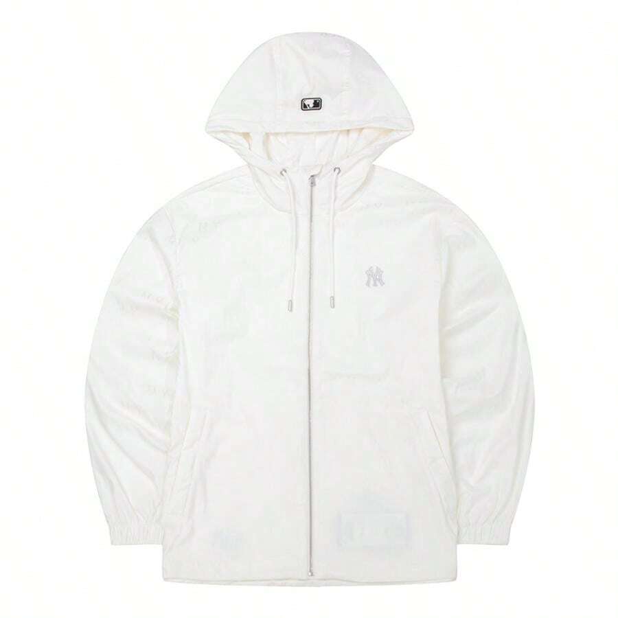 MLB جاكيت رجالي ونسائي منسوج بغطاء رأس، بتصميم كلاسيكي أحادي اللون، من JQD WINDBREAK، ملابس رياضية، ملابس خارجية بسيطة، بلوزة كاجوال 3AWJM0453-50IVS