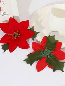 1/5pcs Christmas Flower Head Hanging Ornaments Simulated Poinsettia Decoration Home Wall Hanging Simulated Flowers Home Room Office Decor, Flower Arrangements Artificial Centerpiece, Outdoor Garden Yard Decor, Wedding Birthday Bridal Shower Decor Home Decor Christmas Decorations Room Decor