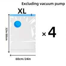 Extra Large Vacuum Storage Bag Set, Space-Saving, Reusable, Waterproof And Moisture-Proof Compression Bags, Suitable For Clothes And Bedding, Travel Luggage, Blankets, Quilts, Ideal For Dormitories, Wardrobes, And Moving - XXL (4 chiếc) - Xem 8