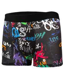 3pcs Men's Short Boxer Briefs, Digital Print Underwear With Spandex, Suitable For Sports, Boxing, Cycling, Cartoon Fashionable Pattern Short Boxer Briefs, Breathable Comfortable High Elasticity Trunks