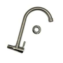 Stainless Steel Kitchen Faucet, Wall-Mounted Single Cold Water Sink Faucet, Suitable For Simple Installation In Home Kitchen, Washing Machine, And Public Facility Sinks Kitchen Items Kitchen Accessories Kitchen Tools - Silver - View 5
