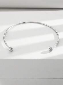 1pc Classic Minimalist Stainless Steel Smooth Double Ball Choker Necklace, Versatile For Women's Daily, Party, Wedding Wear Or Gift - Collar - View 6