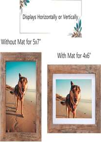 Califortree 5x7 Picture Frame - Can Display Photo 4x6 With Mat, Wood Frame With Shatterproof Plexiglass, Horizontal And Vertical Display For Wall And Tabletop, Rustic Brown - trắng - Xem 2