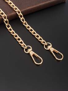 1pc 40cm/15.7in-130cm/51.1in Adjustable Flat Chain Strap, Metal Shoulder Strap Replacement Chain Accessory For Handbags, Crossbody Bags, DIY Decoration - Gold - View 8