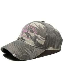 1 件复古美国可爱迷彩十字刺绣棒球帽，情侣街头时尚迷彩帽，适合所有比赛，做旧软冠 Snapback，嘻哈弧形帽檐帽 - 彩色 - 查看 17