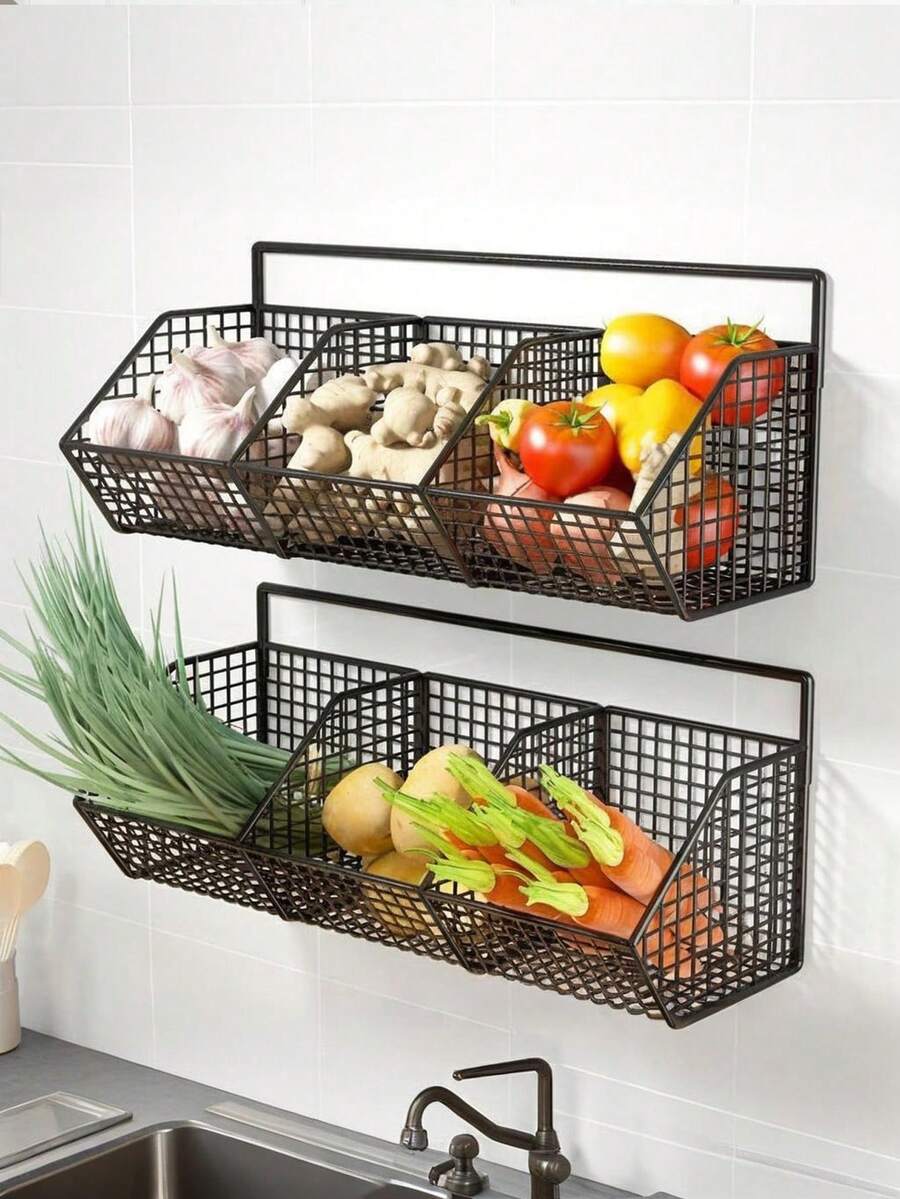 Kosz na owoce, kosz na warzywa, stojak do przechowywania na stole jadalnym, stojak na owoce montowany na blacie i ścianie, stojak na przekąski, przyprawy, wielofunkcyjny kosz do przechowywania ziemniaków i cebuli w kuchni i salonie