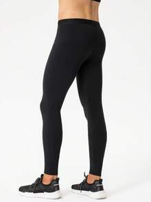 2 piezas Pantalones de capa base térmica para hombres, pantalones de compresión con cintura elástica, unicolor, tela de punto, adecuados para ocasiones casuales y formales, pantalones térmicos de otoño/invierno