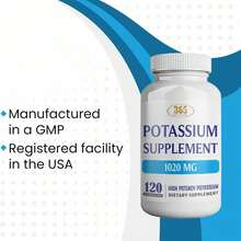 365 Health Potassium Supplement 1020 Mg |   Potassium Bicarbonate |   Non-GMO |   Gluten Free |   Made In USA |   120 Vegetarian Capsules - 1 - Xem 7